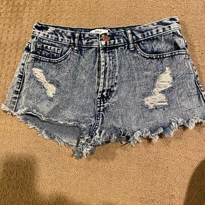 Forever 21 Mid-High Waisted Cheeky Jean Shorts Sz 30